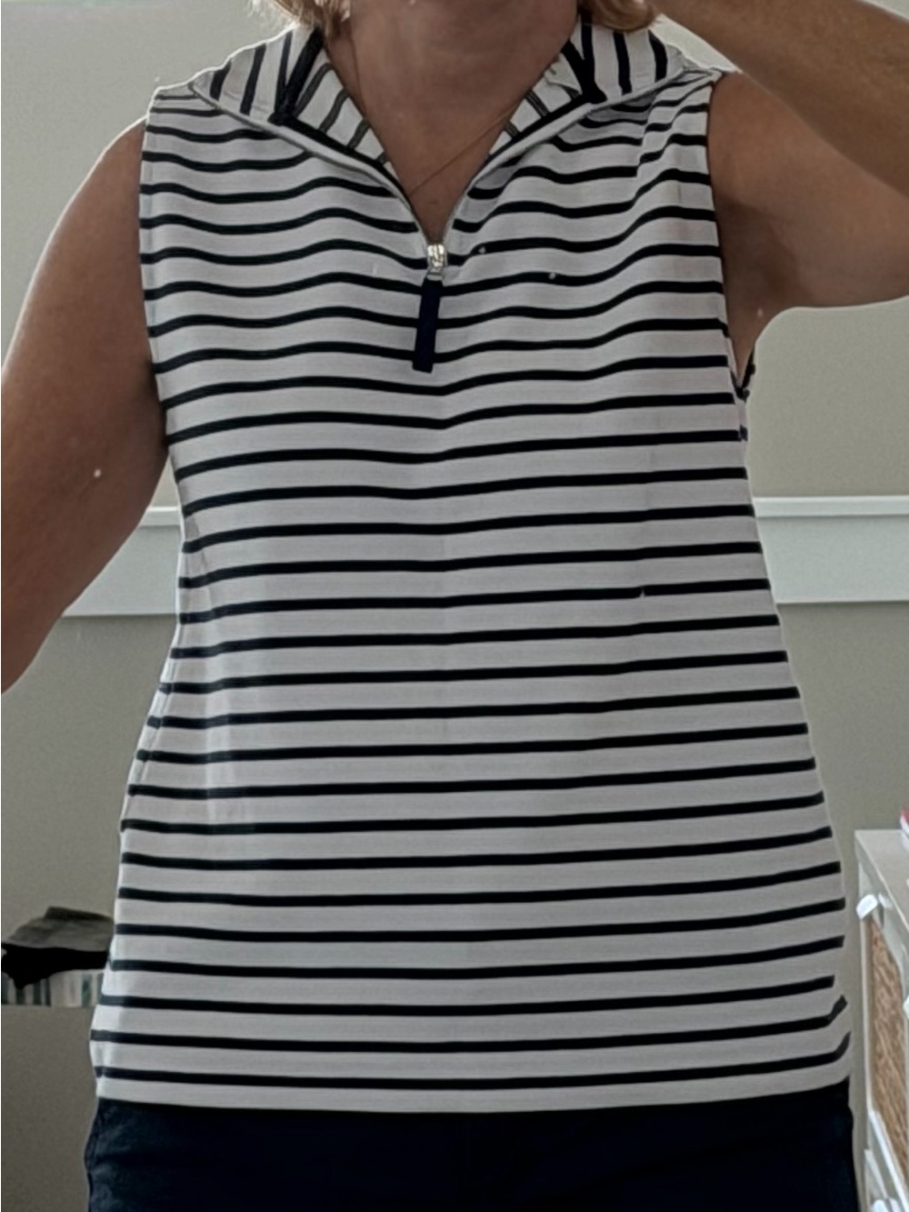 Vineyard Vines Navy and White Striped Hooded Tank Top
